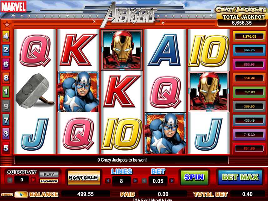 The Avengers slot (Amaya Gaming software)