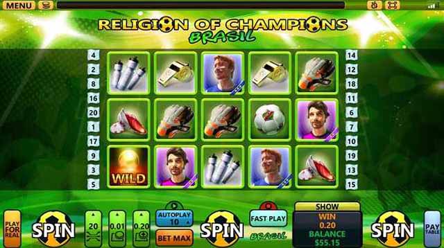 Black Diamond Casino :: Religion of Champions – Brasil :: New Soccer Slot - PLAY NOW! (US Players Welcome!)